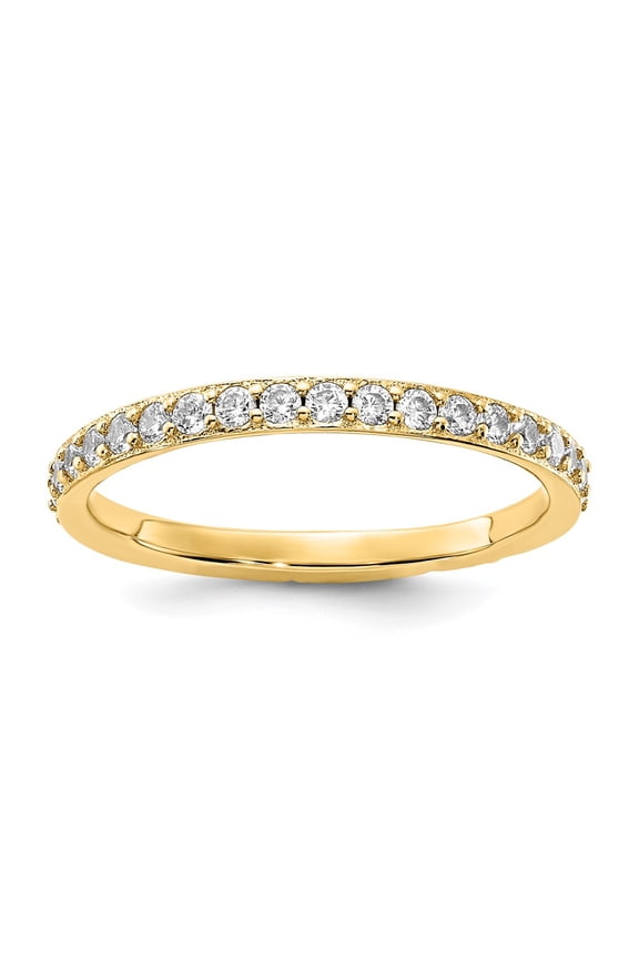 Cheryl M Sterling Silver Gold-plated Polished CZ Eternity Ring