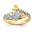 thumbnail image 1 of Cheryl M Sterling Silver Gold-plated Polished Pave Black and White CZ Dolphin Ring, 1 of 4