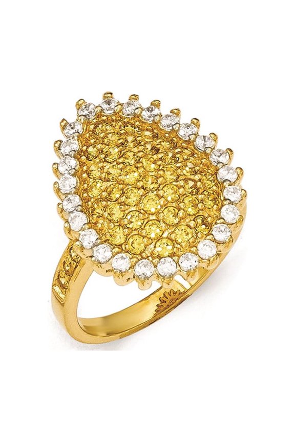 Sterling Silver Gold-plated White/Yellow CZ Ring