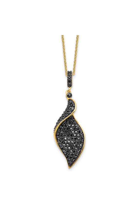 Cheryl M Sterling Silver Hematite and Rhodium-plated Polished Fancy Black CZ 18 Inch Necklace