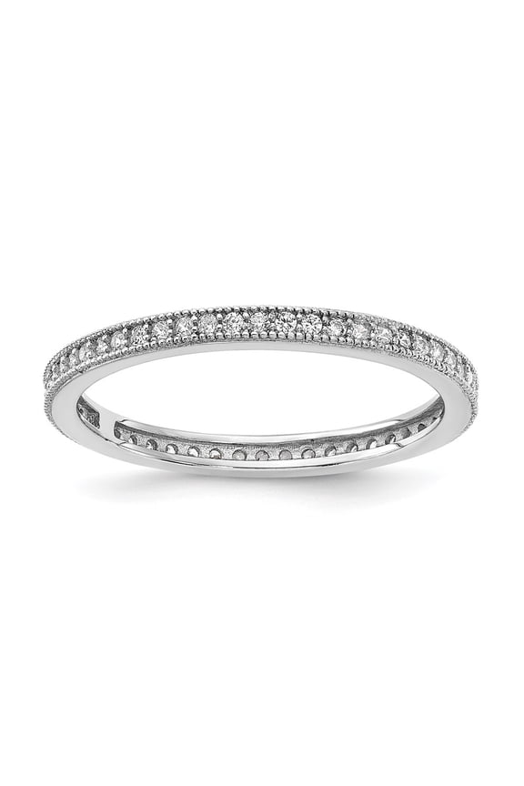 Sterling Silver Rhodium-plated Brilliant-cut CZ Eternity Ring