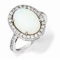 thumbnail image 1 of Cheryl M  Sterling Silver Rhodium-plated Cabochon Lab Created Opal and Brilliant-cut CZ Oval Halo Ring, 1 of 5