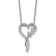 thumbnail image 1 of Cheryl M Sterling Silver Rhodium-plated Polished CZ Butterflies Heart with 2 Inch Extension Necklace 18 Inches, 1 of 5