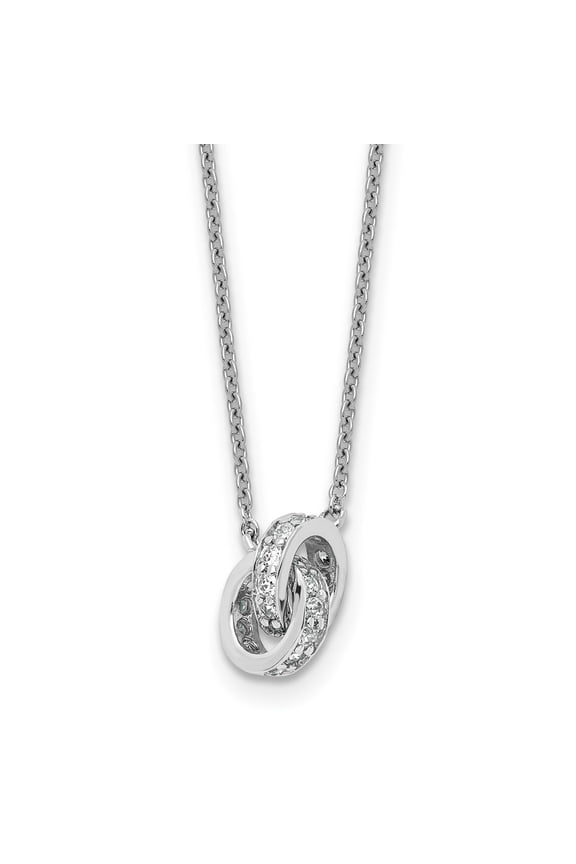 Cheryl M Sterling Silver Rhodium-plated Polished CZ Interlocking Circles 16 Inch with 2 Inch Extension Necklace