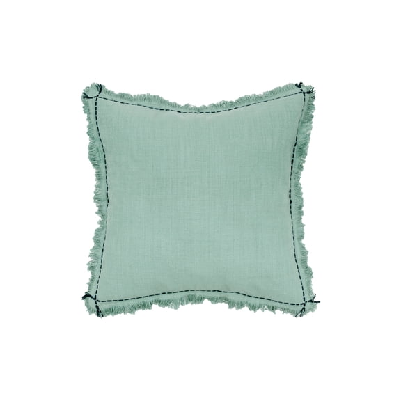 Cheryl Surf Blue Square Cotton Handwoven Accent Throw Pillow, 22" x 22"