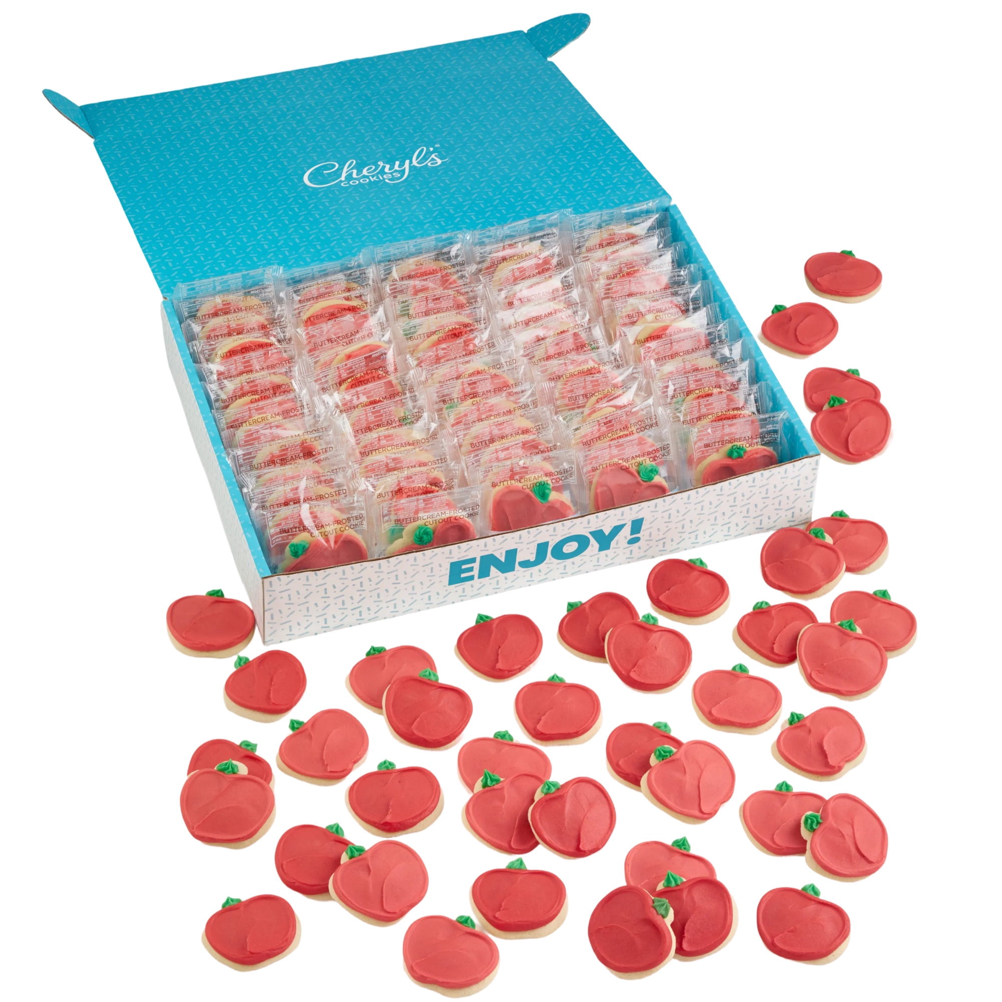 Cheryl's Cookies® Apple Shaped Cookies, with 100 Buttercream Frosted Sugar Cookies, Individually Wrapped, Gift for Teachers, Grads, Family, Friends, Loved Ones