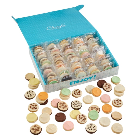 Cheryl's Cookies Buttercream Cookies Assortment, with 100 Gourmet Buttercream Frosted Cookies in a Variety of Flavors, Individually Wrapped, Ideal for Gifting or as a Personal Treat