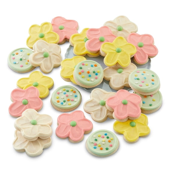 Cheryl's Cookies Cookie Gift Baskets, Summer Cookie Gift Box w/ 24 Buttercream-Frosted Flower Shaped Sugar Cookies, Individually Wrapped, Handmade, Perfect for Any Occasion, Family & Friends