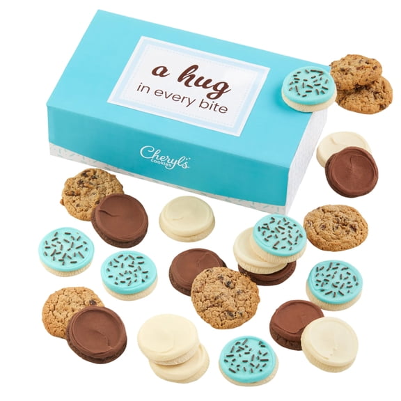 Cheryl's Cookies Hug in Every Bite Cookie Box, with 24 Buttercream-Frosted Sugar and Oatmeal Raisin Cookies , Individually Wrapped, for Any Occasion, Loved Ones, Family, Friends, Coworkers
