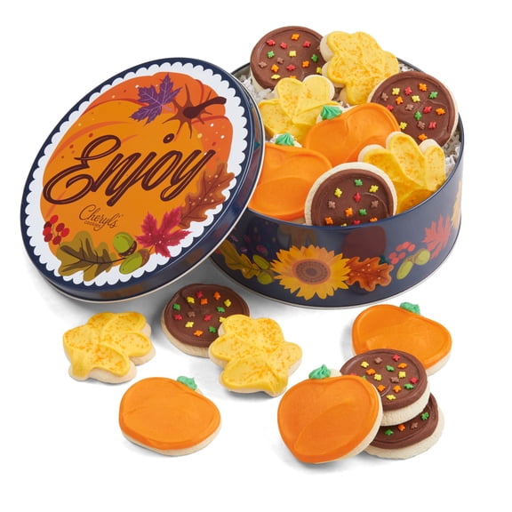 Cheryl's Cookies Fall Enjoy Gift Tin, 16 Individually Wrapped Cookies