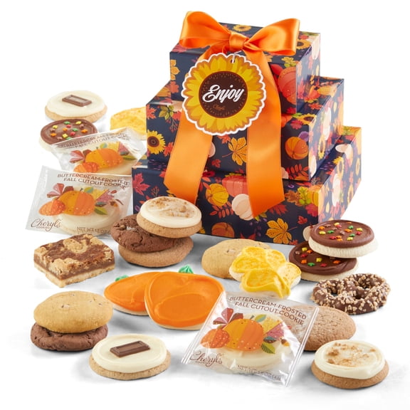 Cheryl's Cookies® Fall Leaves Gift Tower, 21 Individually Wrapped Treats