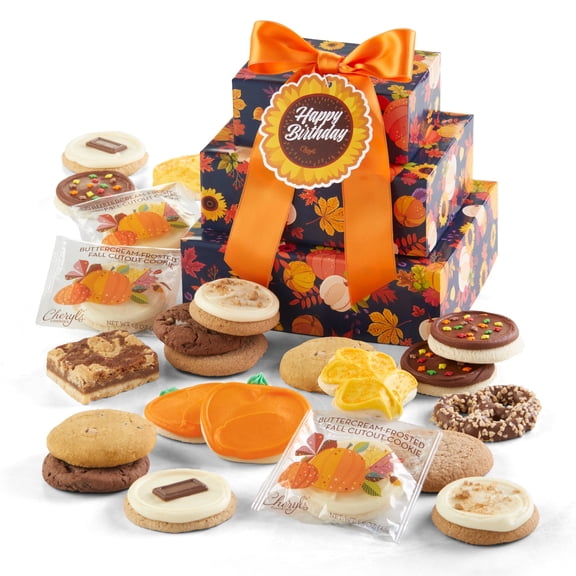 Cheryl's Cookies® Happy Birthday Fall Gift Tower, 22 Pieces