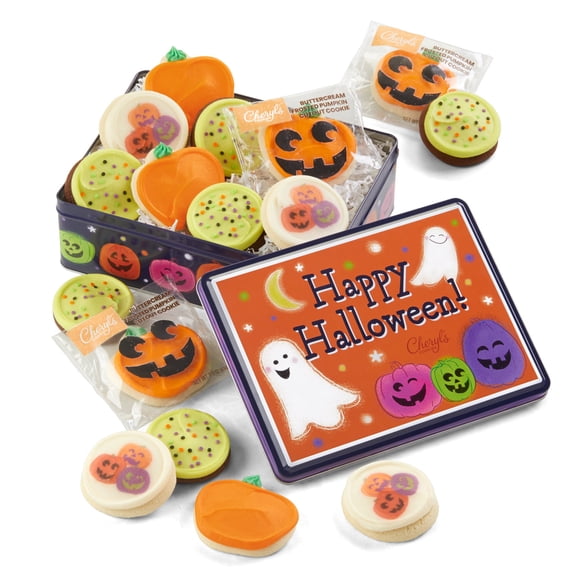 Cheryl's Cookies Happy Halloween Tin, 16 Frosted Cookies