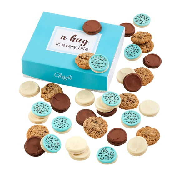 Cheryl's Cookies Hug in Every Bite Cookie Box, with 36 Buttercream-Frosted Sugar and Oatmeal Raisin Cookies , Individually Wrapped, for Any Occasion, Loved Ones, Family, Friends, Coworkers