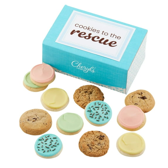 Cheryl's Cookies® Cookies to the Rescue Cookie Box, with 12 Buttercream-Frosted Sugar and Oatmeal Raisin Cookies , Individually Wrapped, for Any Occasion, Loved Ones, Family, Friends, Coworkers