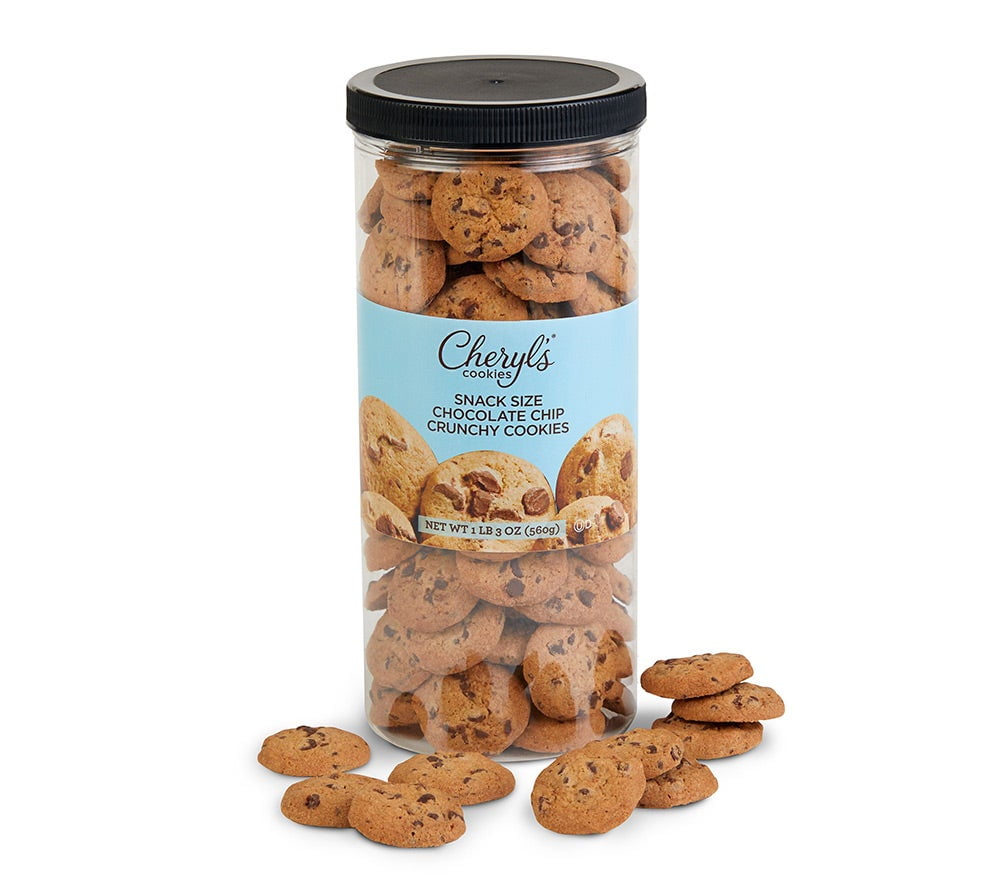 Cheryl's Cookies Snack Size Mini Chocolate Chip Cookies, 85 Gourmet Chocolate Chip Cookie, Back to School, Birthdays, Kid Snacks, Parties, Offices, All Occasions, Resealable Canister, Lunchbox Snacks