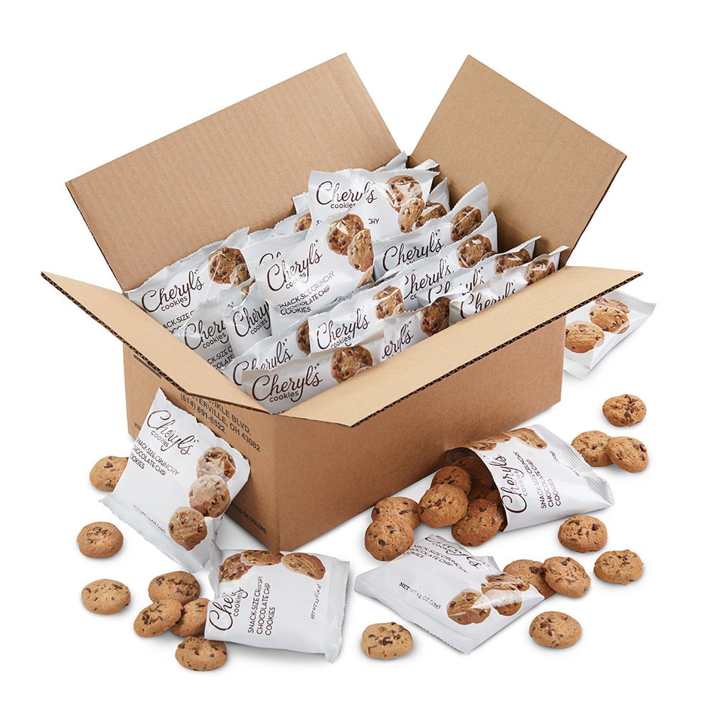 Cheryl's Cookies Snack Size Mini Chocolate Chip Cookies, Crunchy Chocolate Chip Cookies, Individually Wrapped, Kid Snacks & Lunches, Parties, Favors, Offices & All Occasions, 35 Bags, 1.5oz