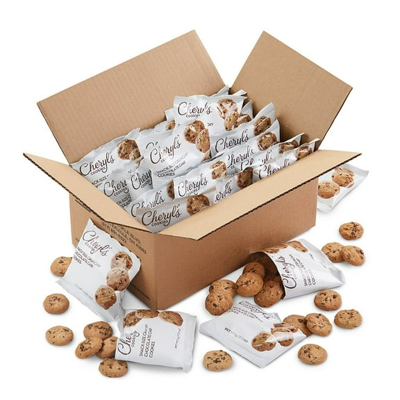 Cheryl's Cookies Snack Size Mini Chocolate Chip Cookies, Crunchy Chocolate Chip Cookies, Individually Wrapped, Kid Snacks & Lunches, Parties, Favors, Offices & All Occasions, 35 Bags, 1.5oz
