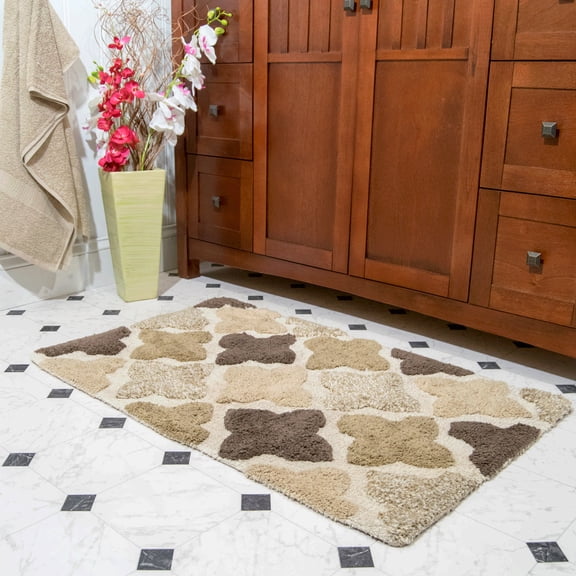 Chesapeake Alloy Moroccan Tiles 2pc Khaki Bath Rug Set (21"x34" &17" x 24")