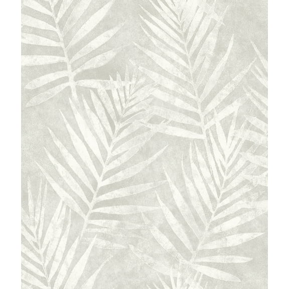 Chesapeake Amador Silver Palm Prepasted Easy Walls Wallpaper, 20.5-in by 33-ft, 56.4 sq. ft.