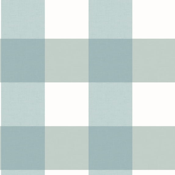 Chesapeake Amos Teal Gingham Prepasted High Performance Wallpaper, 20.5-in by 33-ft, 56.4 sq. ft.