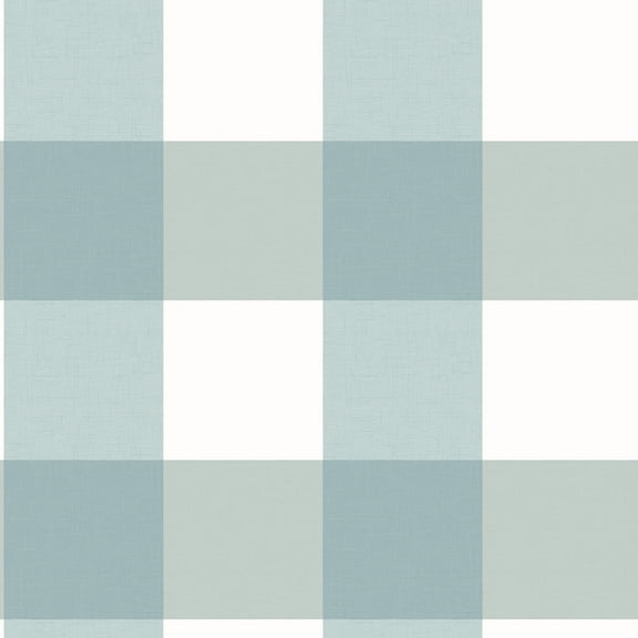 Chesapeake Amos Teal Gingham Prepasted High Performance Wallpaper, 20.5-in by 33-ft, 56.4 sq. ft.