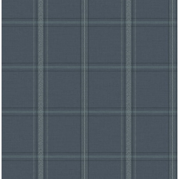 Chesapeake Auberge Dark Blue Plaid Wallpaper