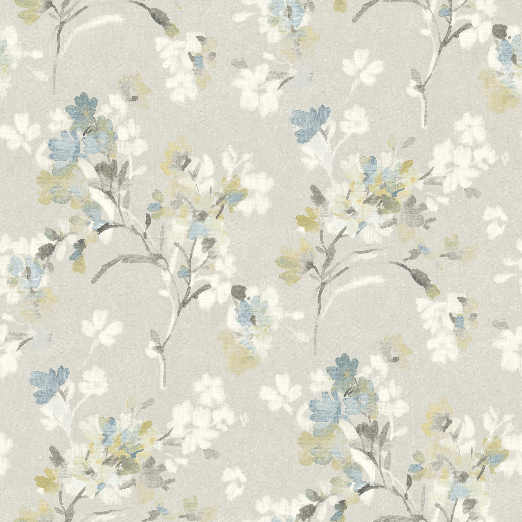Azalea Light Grey Pre-Pasted Non-Woven Floral Wallpaper
