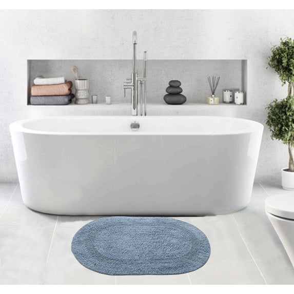 Chesapeake Bath essential Blue Jay cotton oval Rug (19"x29")