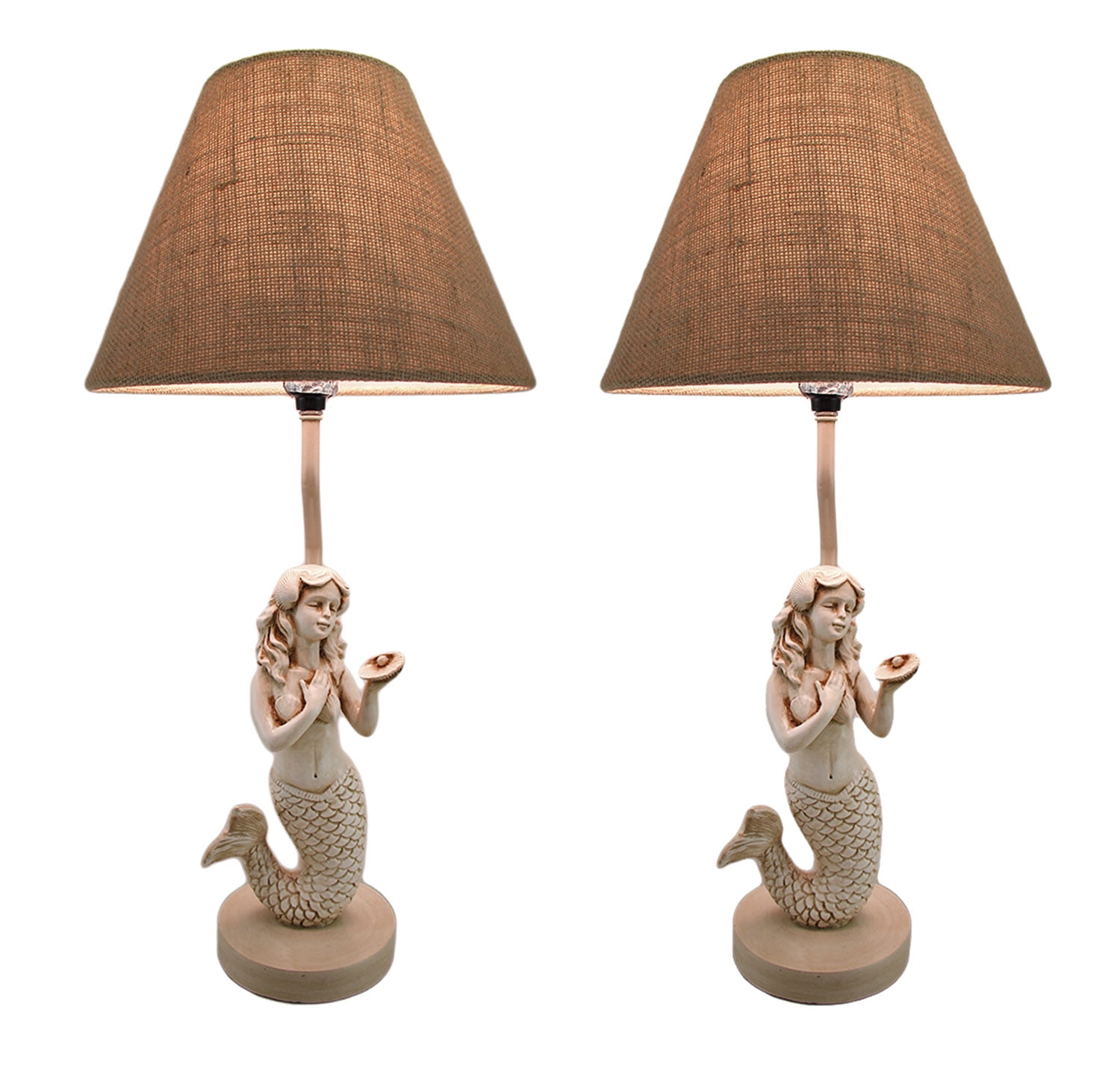Chesapeake Bay Beige Antique Stone Finish Mermaid Table Lamp with
