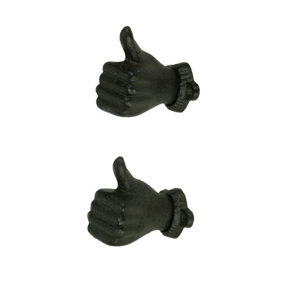 Chesapeake Bay Brown Cast Iron Thumbs Up Hand Decorative Wall Hooks Set of 2