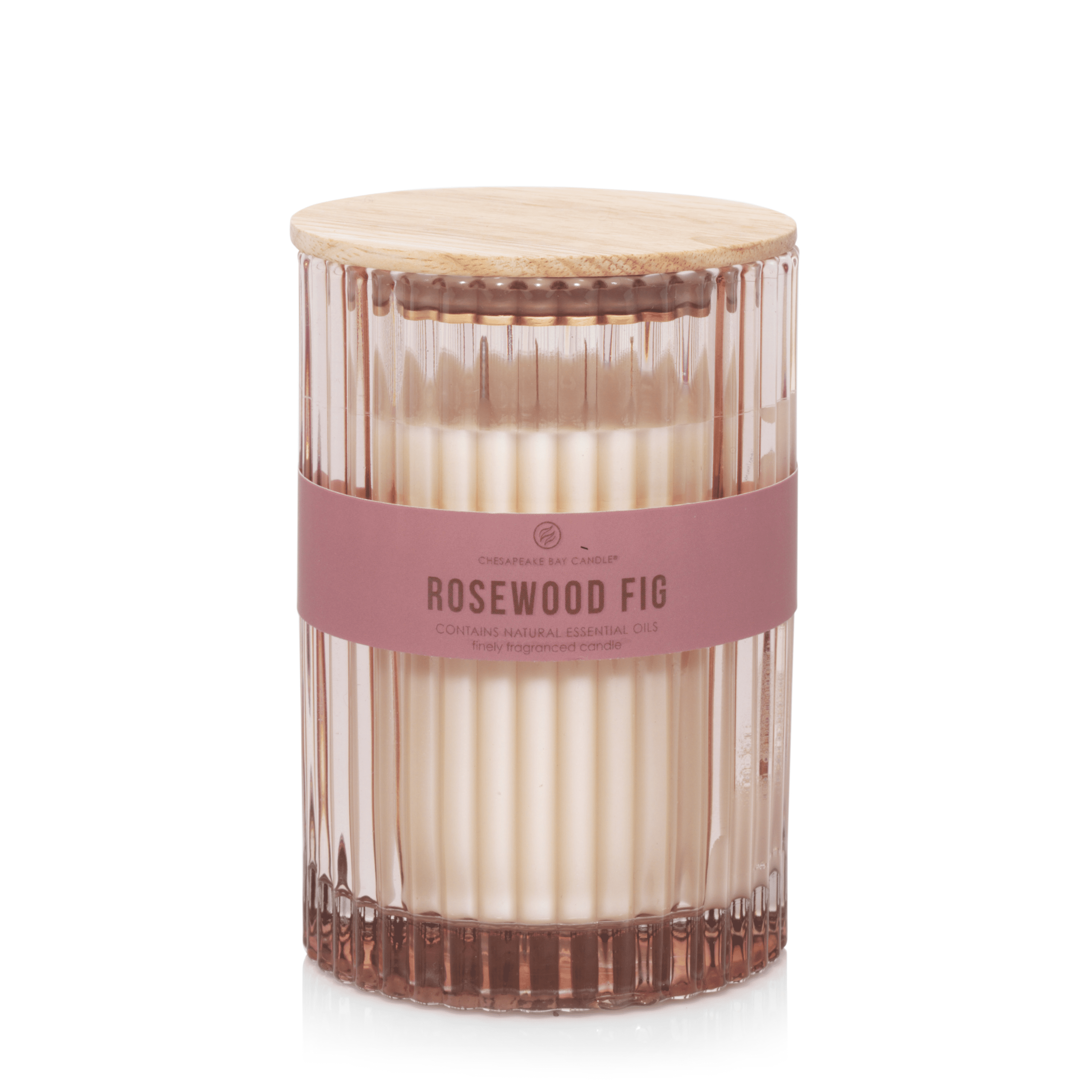 Chesapeake Bay Candle Minimalist Collection Rosewood Fig - 12.7oz Large Ribbed Glass Jar Candle