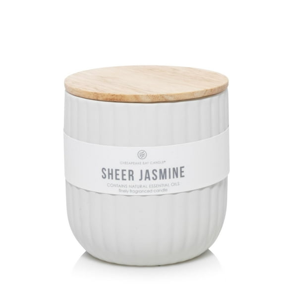 Chesapeake Bay Candle Scented Candle, Sheer Jasmine, Medium Jar with Natural Essential Oils, Minimalist Collection