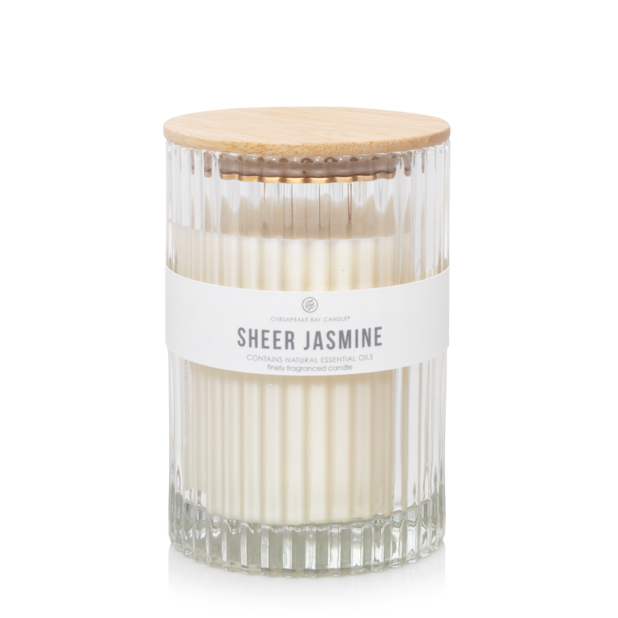 Chesapeake Bay Candle Minimalist Collection Sheer Jasmine - 12.7oz Large Ribbed Glass Jar Candle