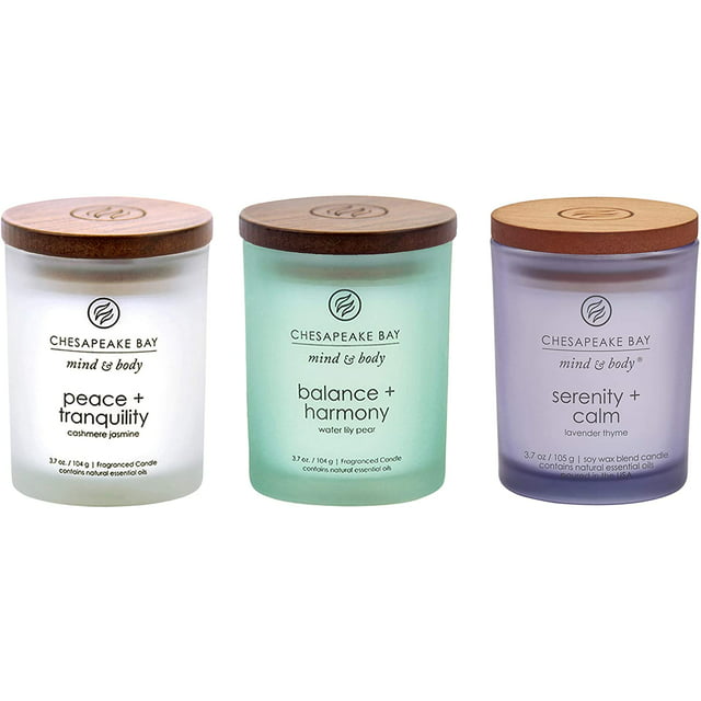 Chesapeake Bay Candle Peace + Tranquility, Balance + Harmony, Serenity + Calm Scented Candle Gift Set, Small Jar (3-Pack), Assorted