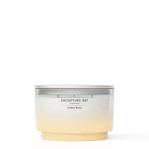 Chesapeake Bay Candle Sea Glass 3-Wick 14.5 oz Jar Scented Candle, Golden Waves, Yellow & White