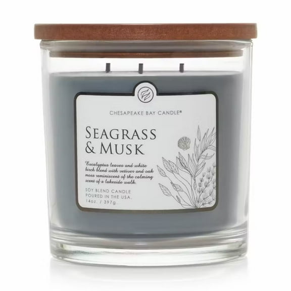 Chesapeake Bay Candles Botany Collection - Seagrass & Musk - Medium 3-Wick Tumbler Candle
