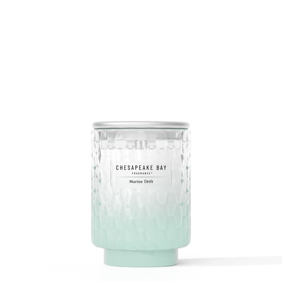 Chesapeake Bay Candle Textured Sea Glass 8 oz Jar Scented Candle, Marine Drift, Blue
