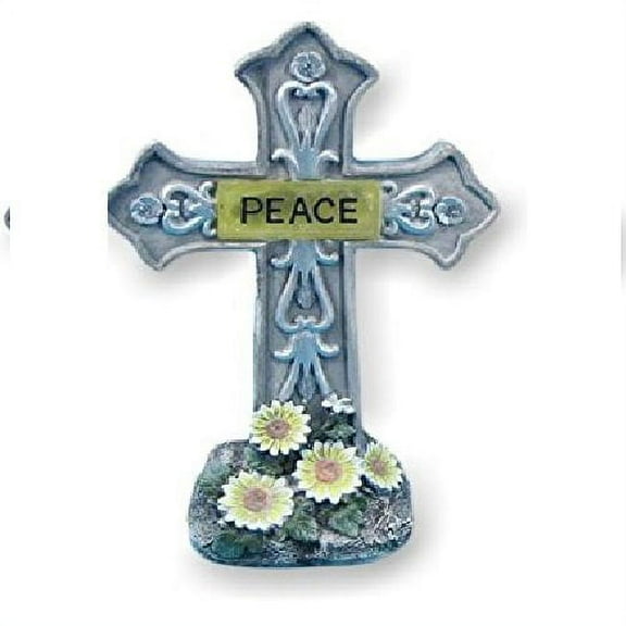 Chesapeake Bay L.E.D. Light Up "Peace" Table Cross with Base Lights up at night