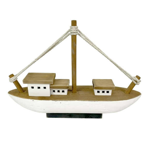 Chesapeake Bay Ltd. 13.5in Wood Fishing Boat Statue Nautical Decor Handcrafted Ship Modell