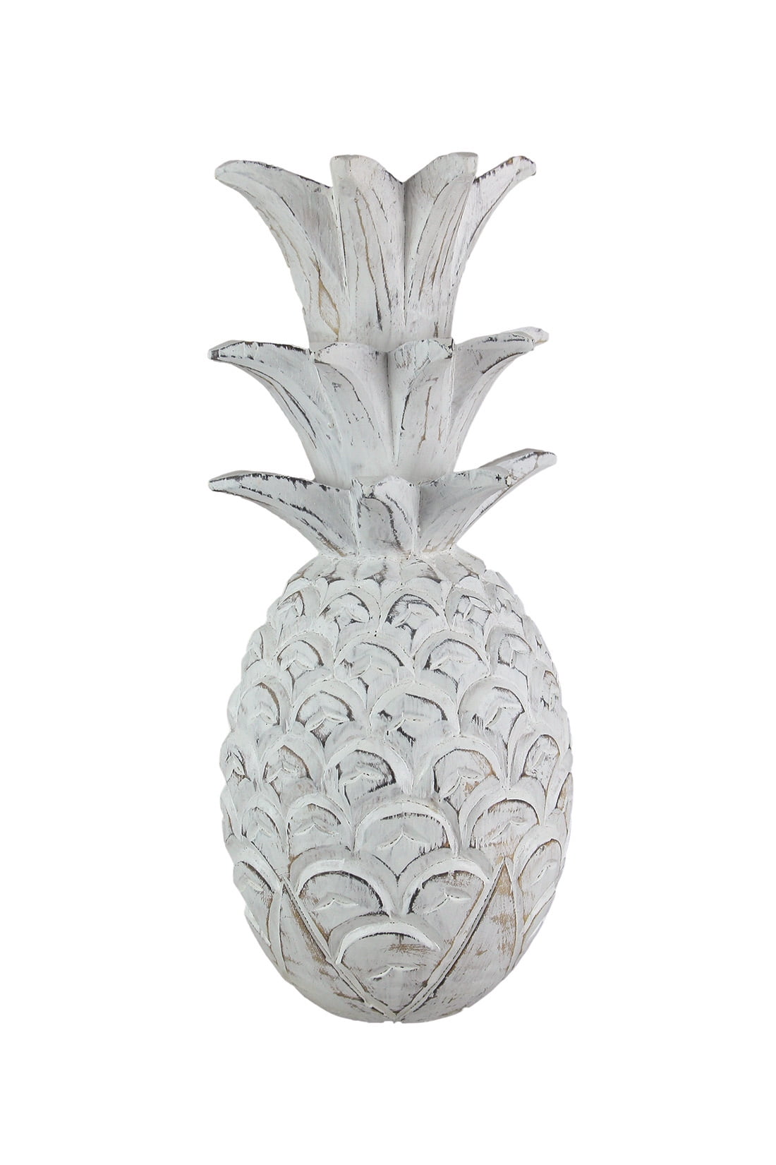 Chesapeake Bay Ltd 15.5 inch White Carved Wood Pineapple Hanging Wall Art  Sculpture