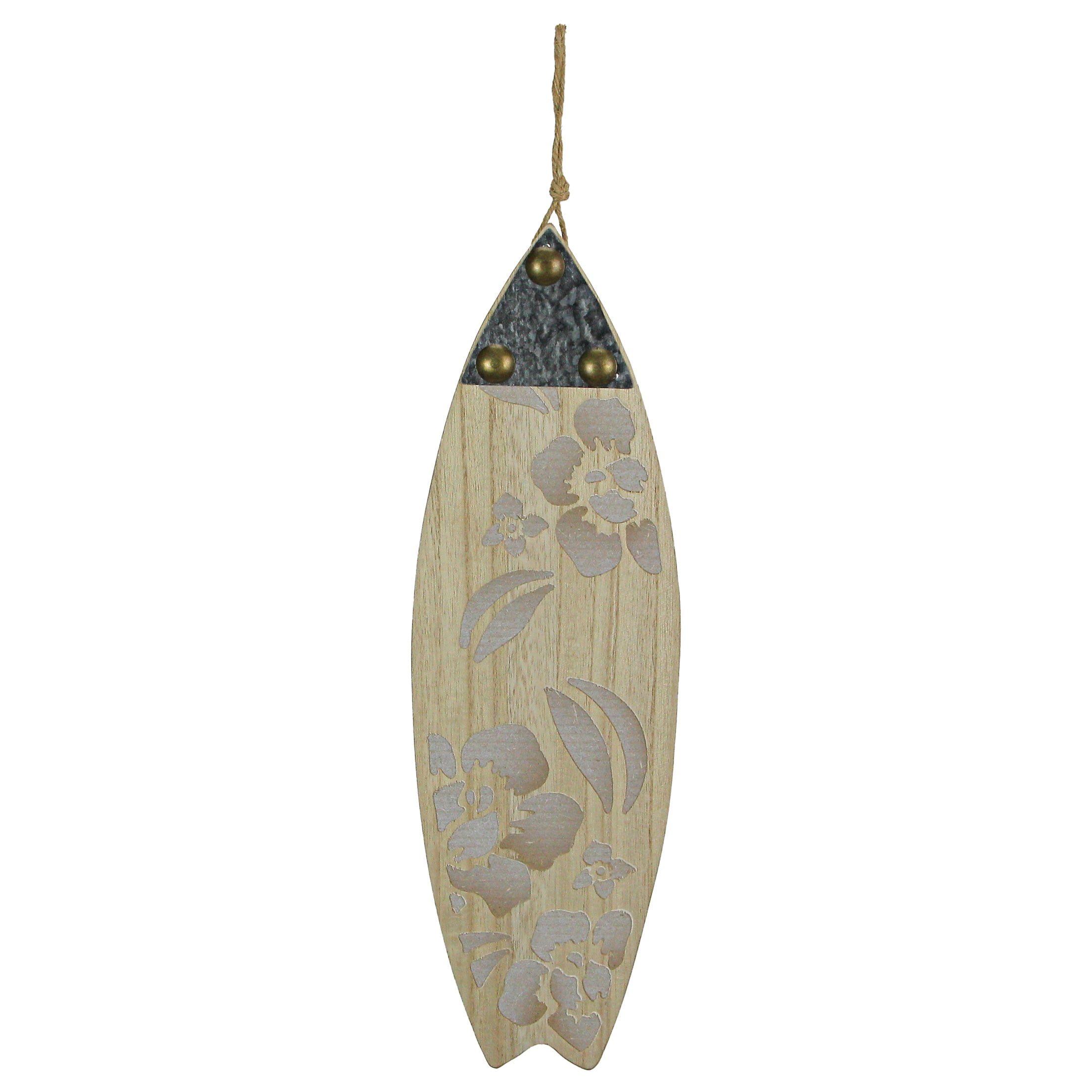 Chesapeake Bay Ltd 16 inch Carved Wood & Metal Flower Surfboard Wall