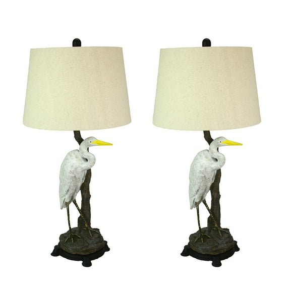Chesapeake Bay Ltd. Set of 2 Heron Table Lamps - 30.5" High - Coastal Bedroom Decor
