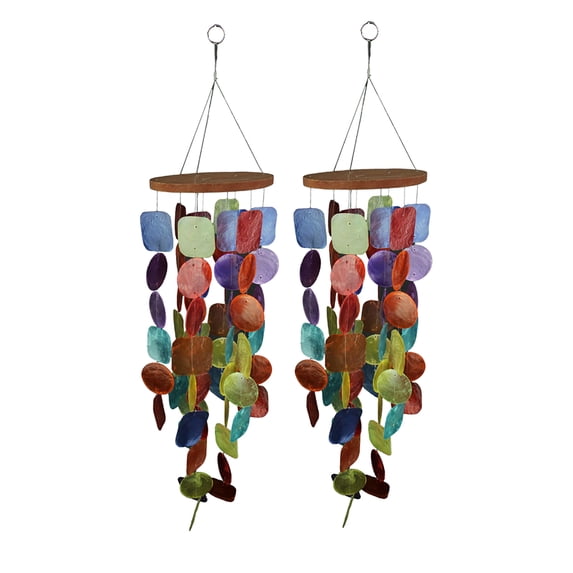 Chesapeake Bay Ltd. Set of Two 26 inch Long Capiz Shell Hanging Wind Chimes