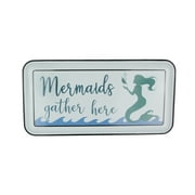 Chesapeake Bay Ltd White Enamelware Mermaids Gather Here Metal Wall Sign Coastal Decor