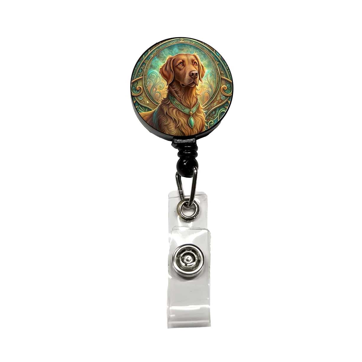 Chesapeake Bay Retriever Dog Art Nouveau Retractable Reel ID Badge Key ...