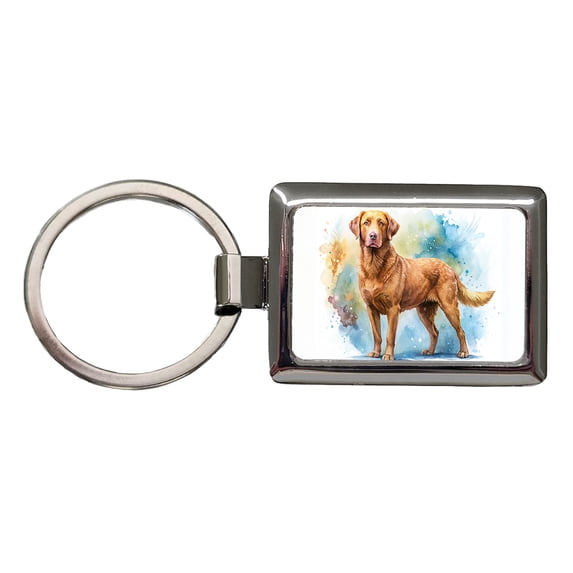 Chesapeake Bay Retriever Dog Watercolor Style Metal Rectangle Keychain