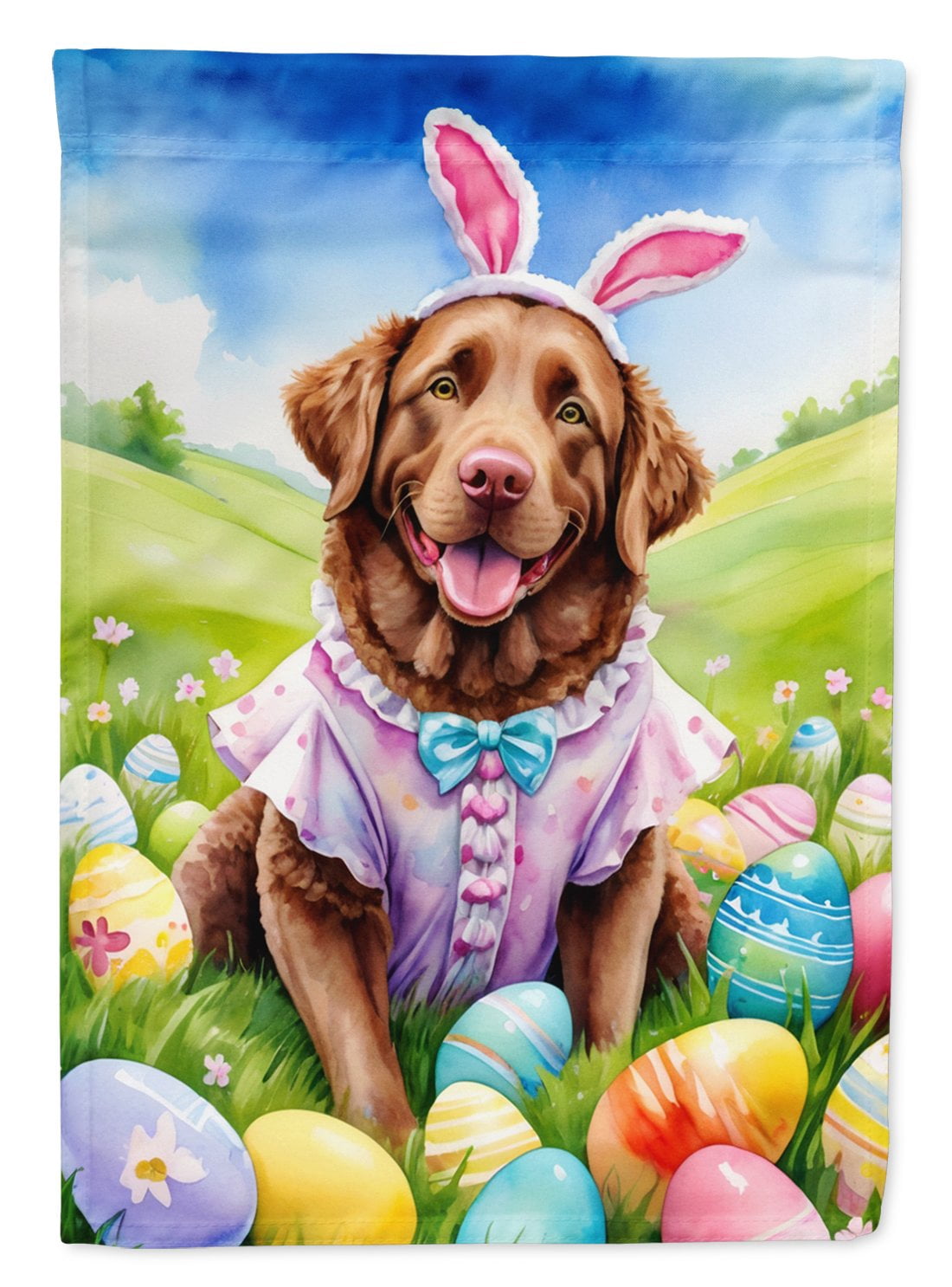 Chesapeake Bay Retriever Easter Egg Hunt House Flag 28 in x 40 in