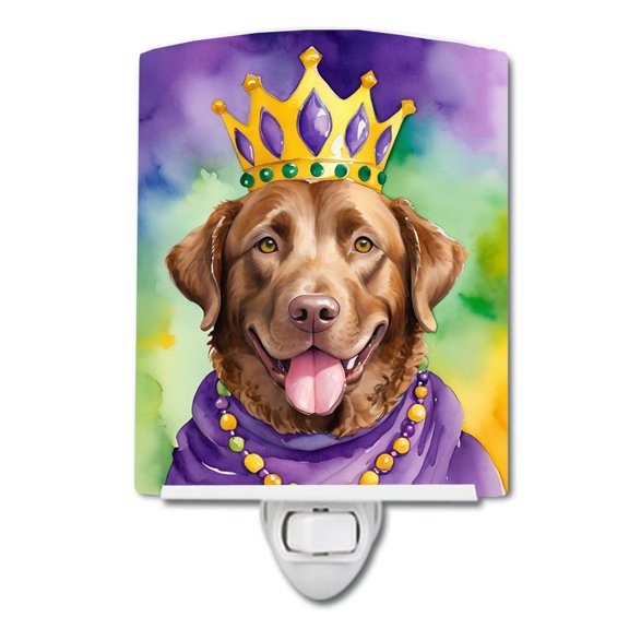 Chesapeake Bay Retriever King of Mardi Gras Ceramic Night Light 4 in x 6 in