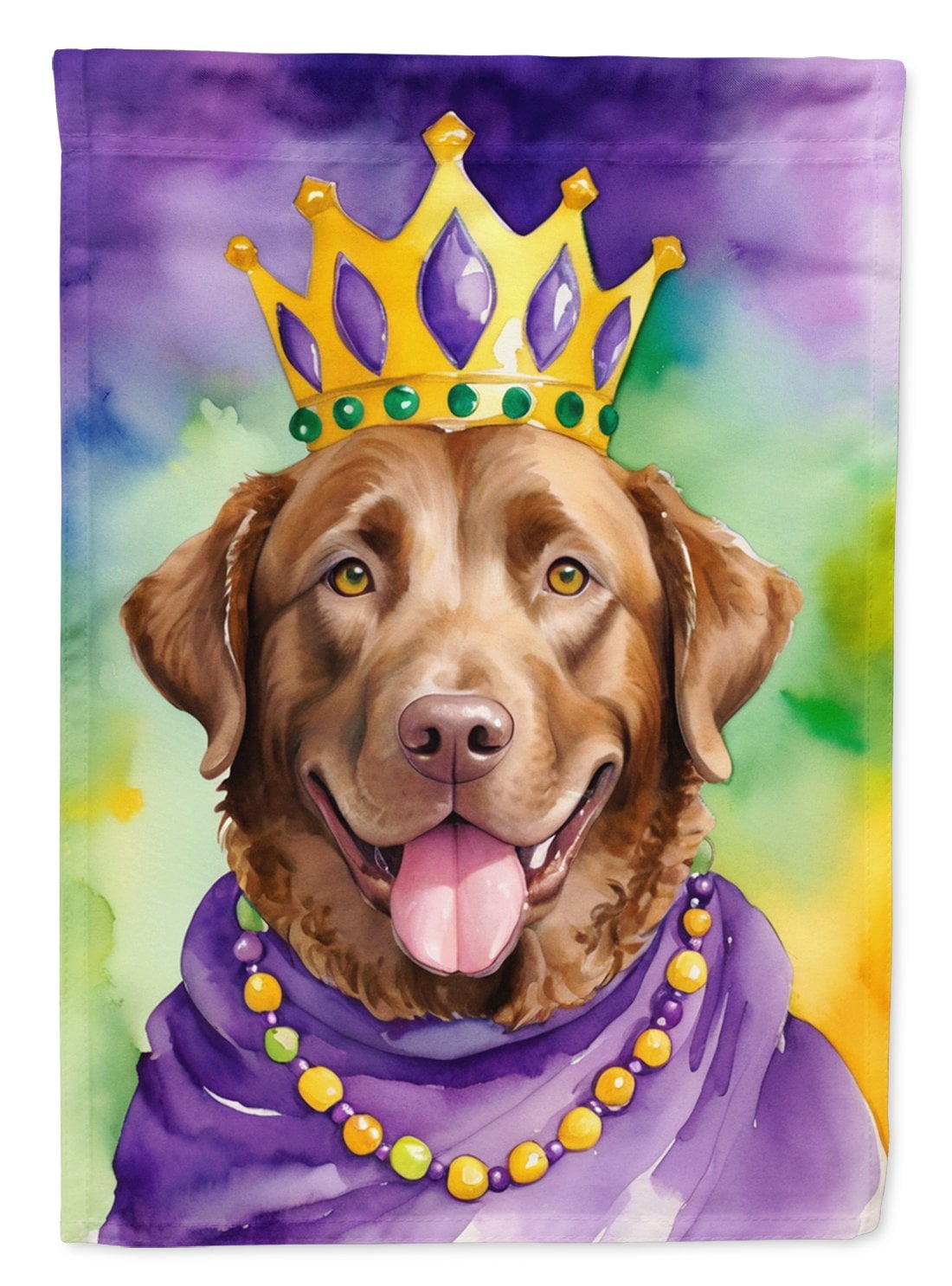 Chesapeake Bay Retriever King of Mardi Gras Garden Flag 11.25 in x 15.5 in